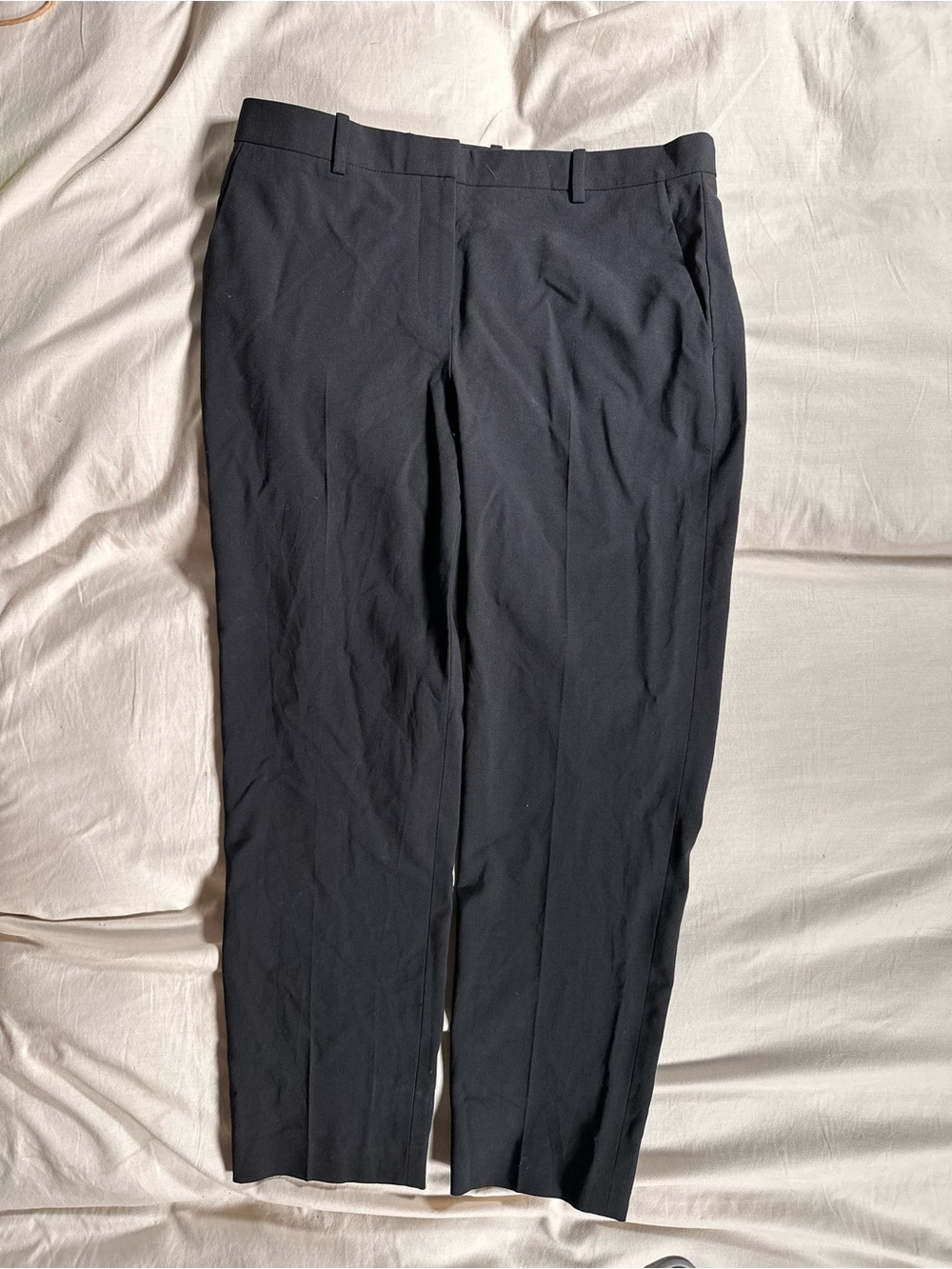 Theory TRECCA Slim Crop Mid Rise Straight Leg Pants Size 4 Black NWT Wool Preppy